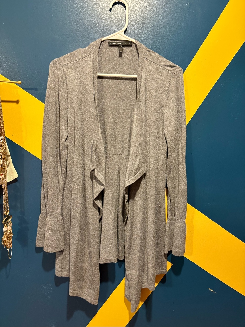 White House Black Market Gray Lightweight Open Front Cardigan EUC